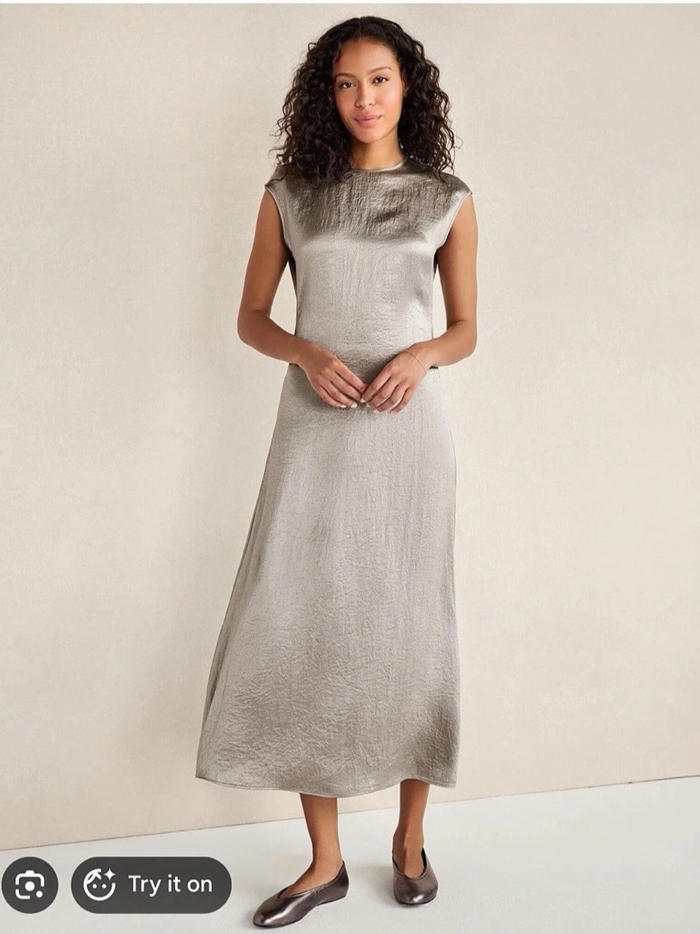 Talbots Haven Well Within Luxe Crinkle Shine Midi Dress in Gray Medium